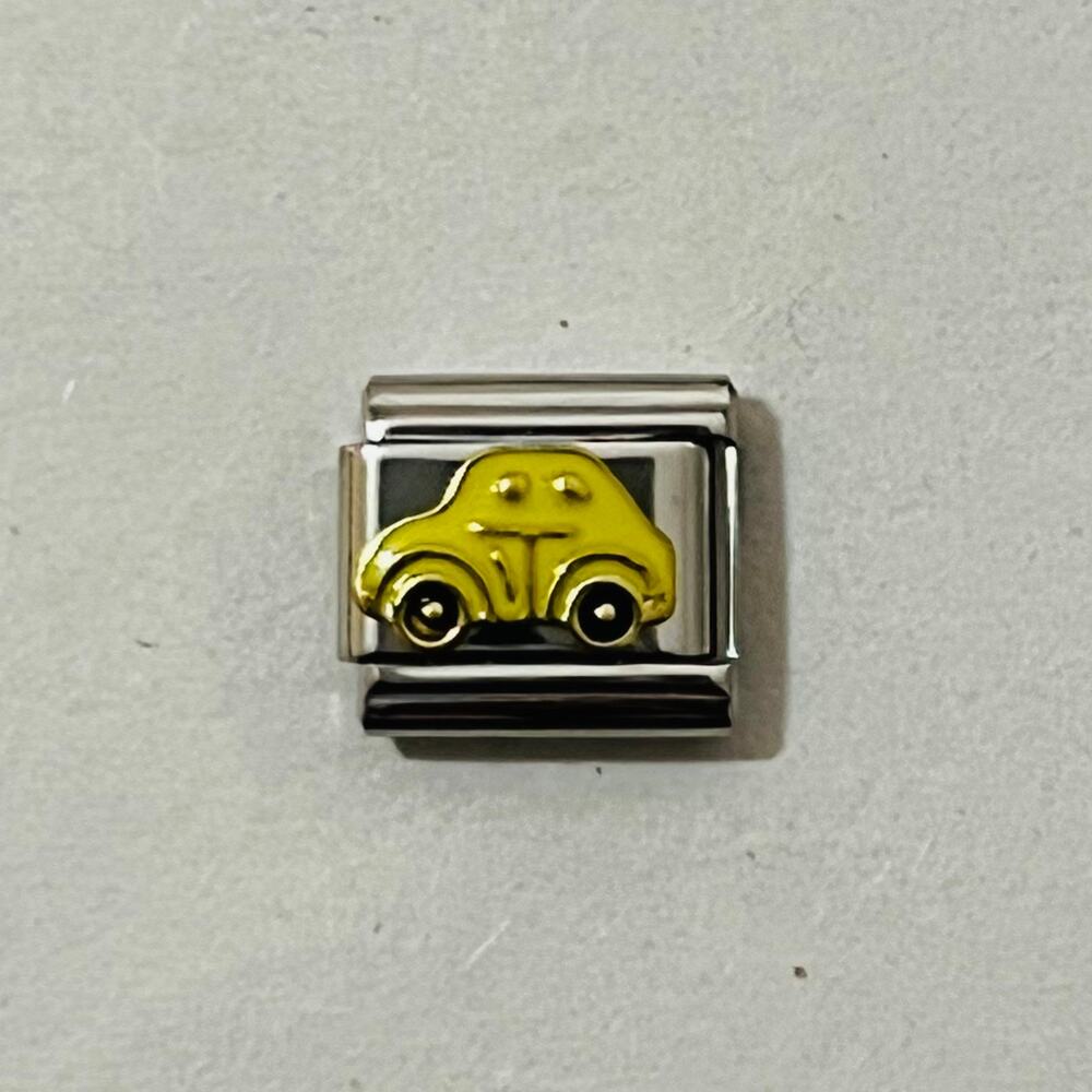 Yellow Car Italian Charm Bracelet Link